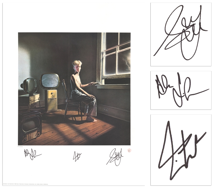 Rush Signed Lithograph of the Artwork From ''Power Windows'' -- Limited Edition Lithograph Signed by Geddy Lee, Alex Lifeson and Neil Peart